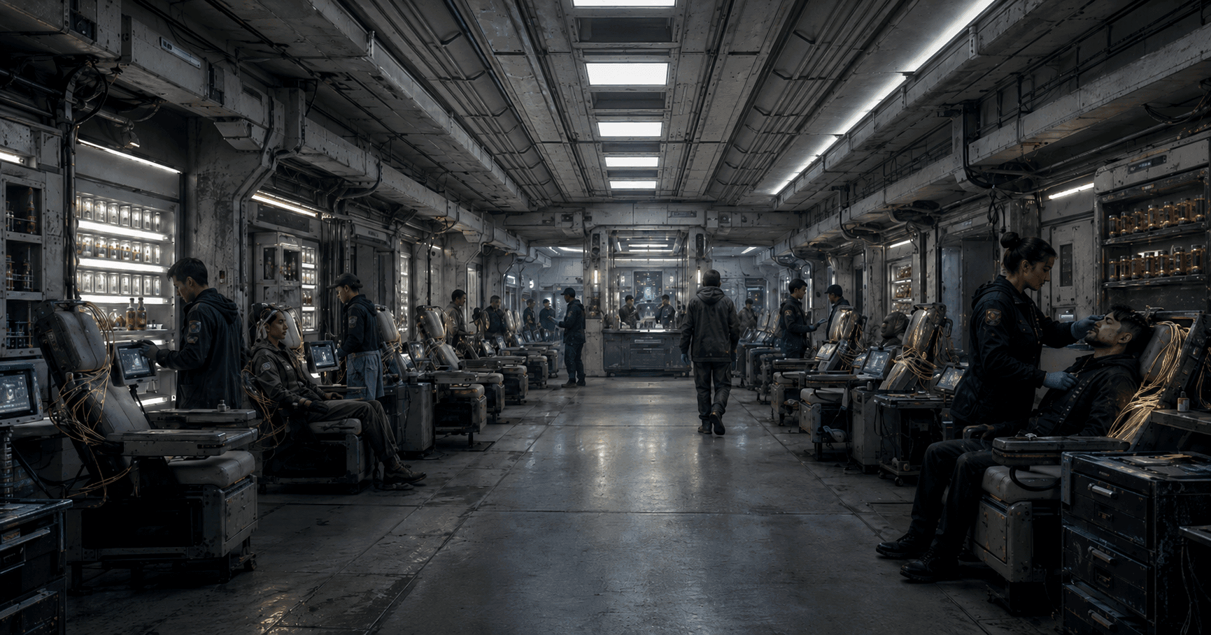 People trading memories inside the industrial Trading Center